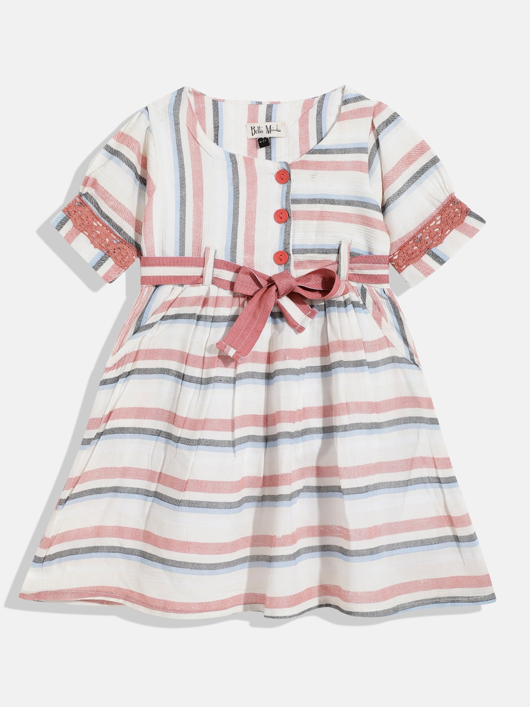 

Bella Moda Multicoloured Striped A-Line Dress, Multi