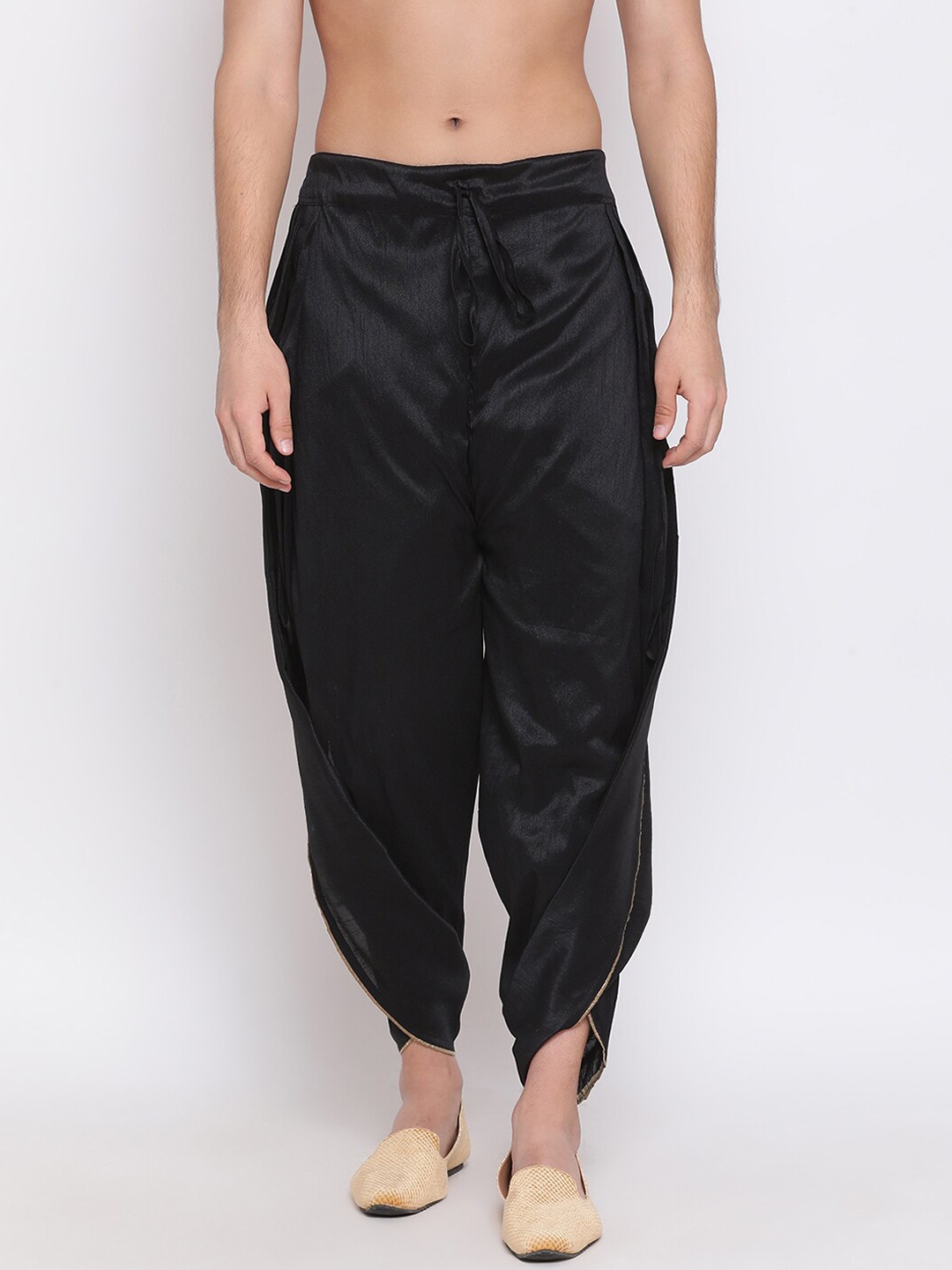 

VASTRAMAY Men Black Solid Relaxed-Fit Dhotis