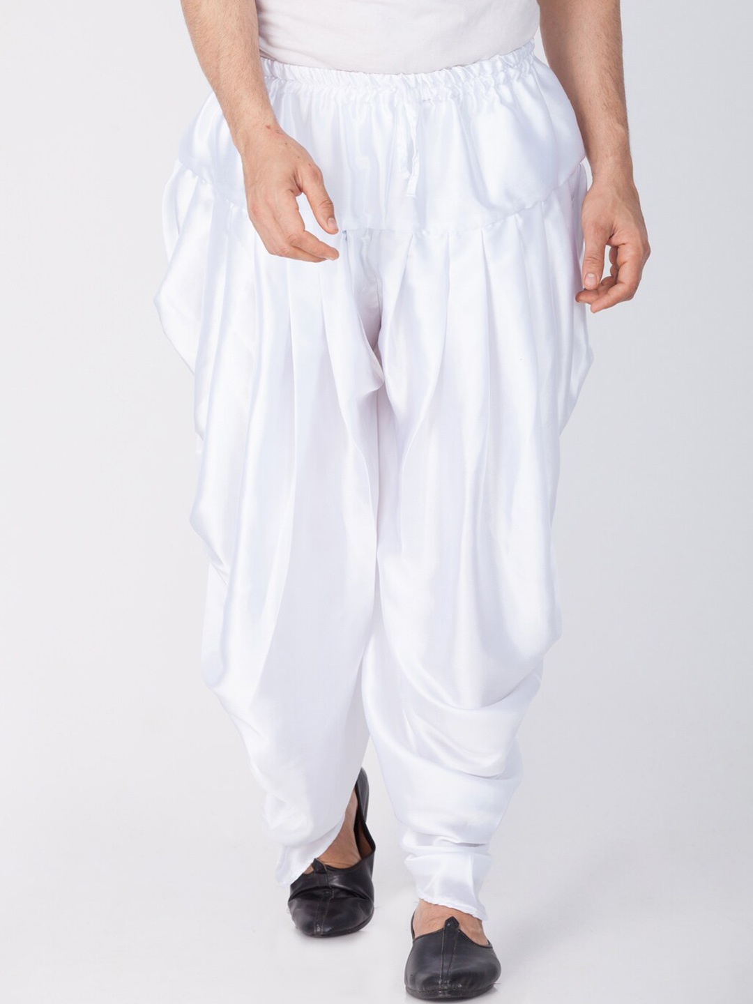 VASTRAMAY Men White Solid Cowl Dhoti Pants