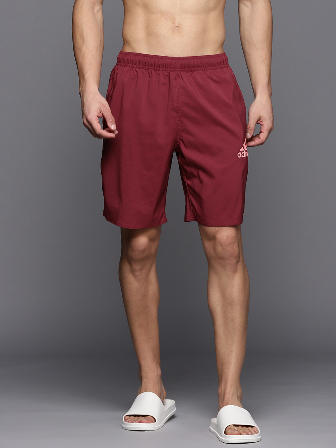 

ADIDAS Men Maroon Solid Classic Length Climalite Swim Shorts
