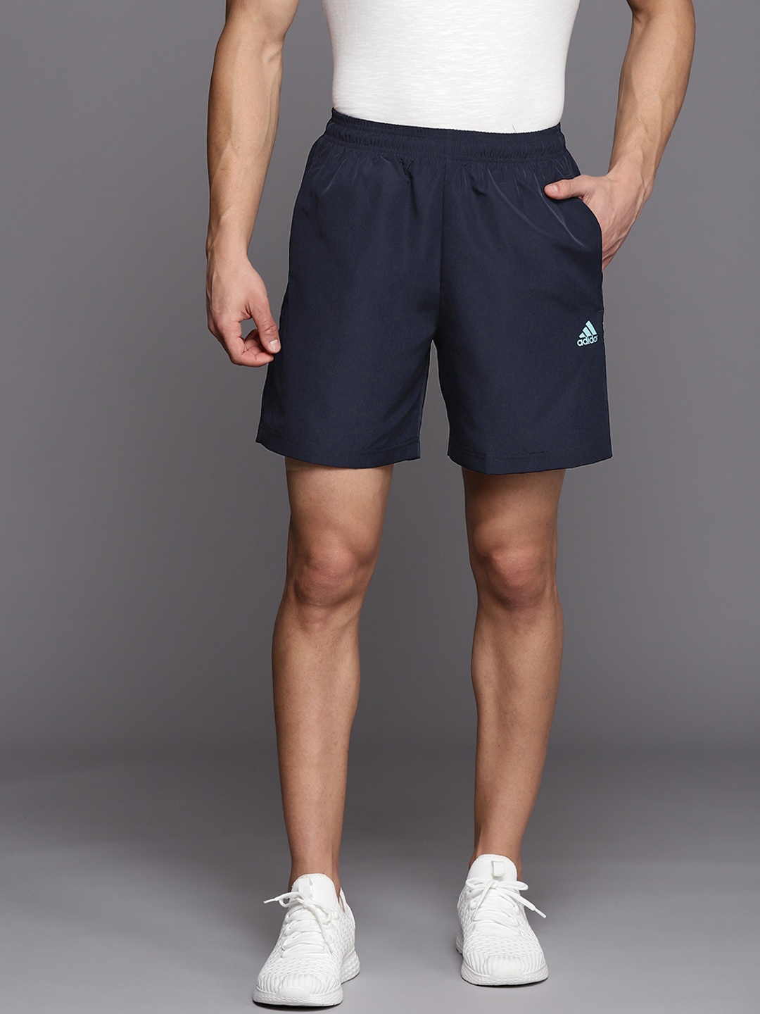 

ADIDAS Men Navy Blue Solid Sports Shorts