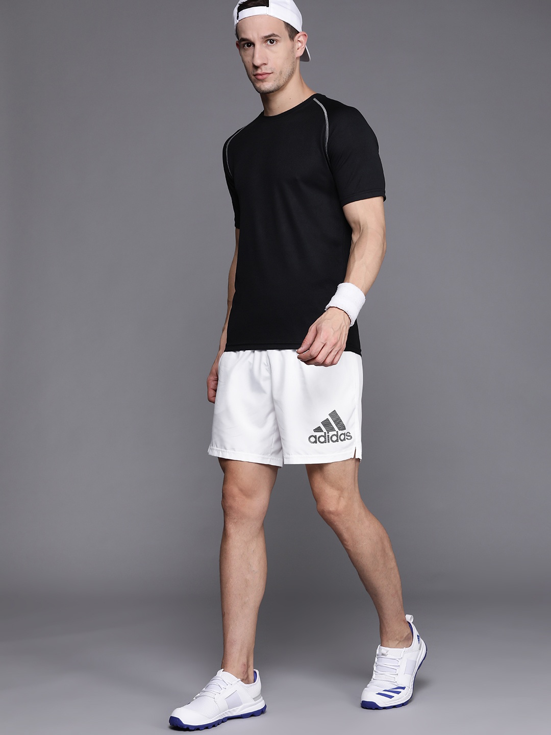 

ADIDAS Men White Run it Brand Logo Shorts