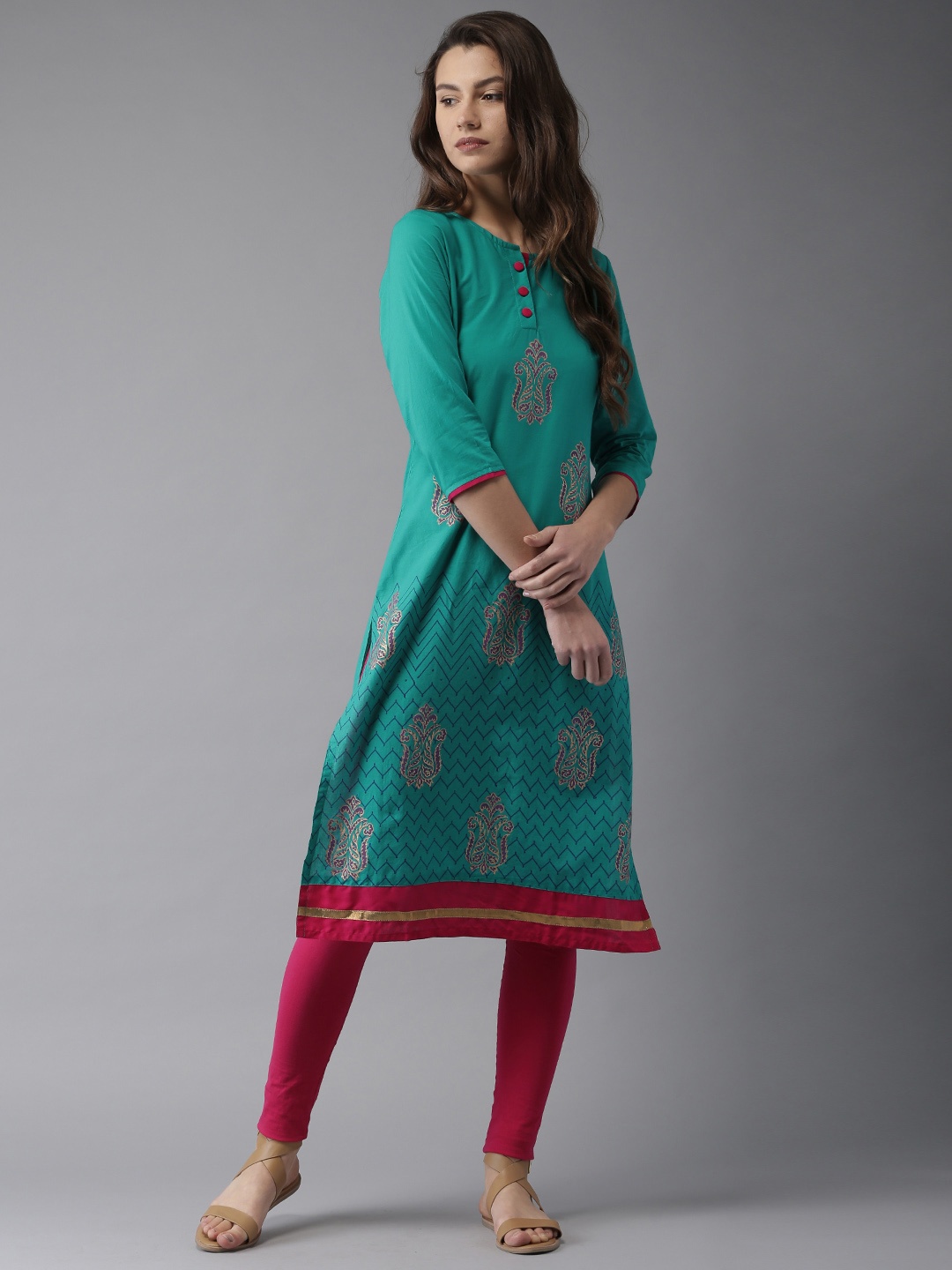 

Moda Rapido Women Green Printed A-Line Kurta