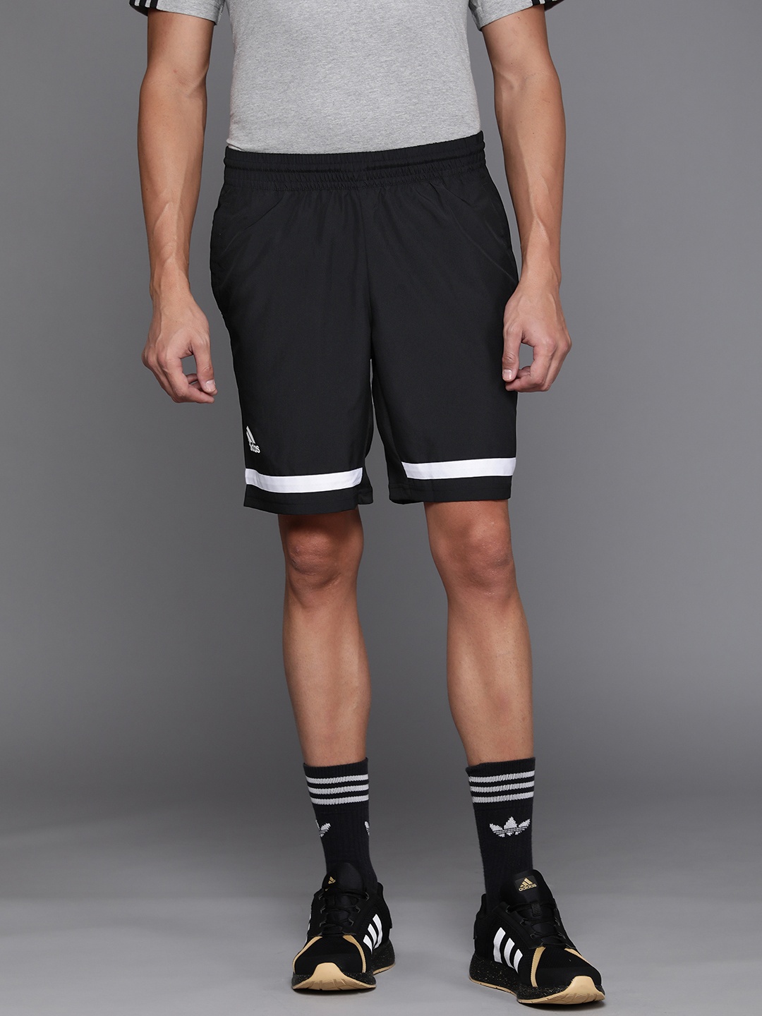 

ADIDAS Men Black & White Club Solid Tennis Shorts