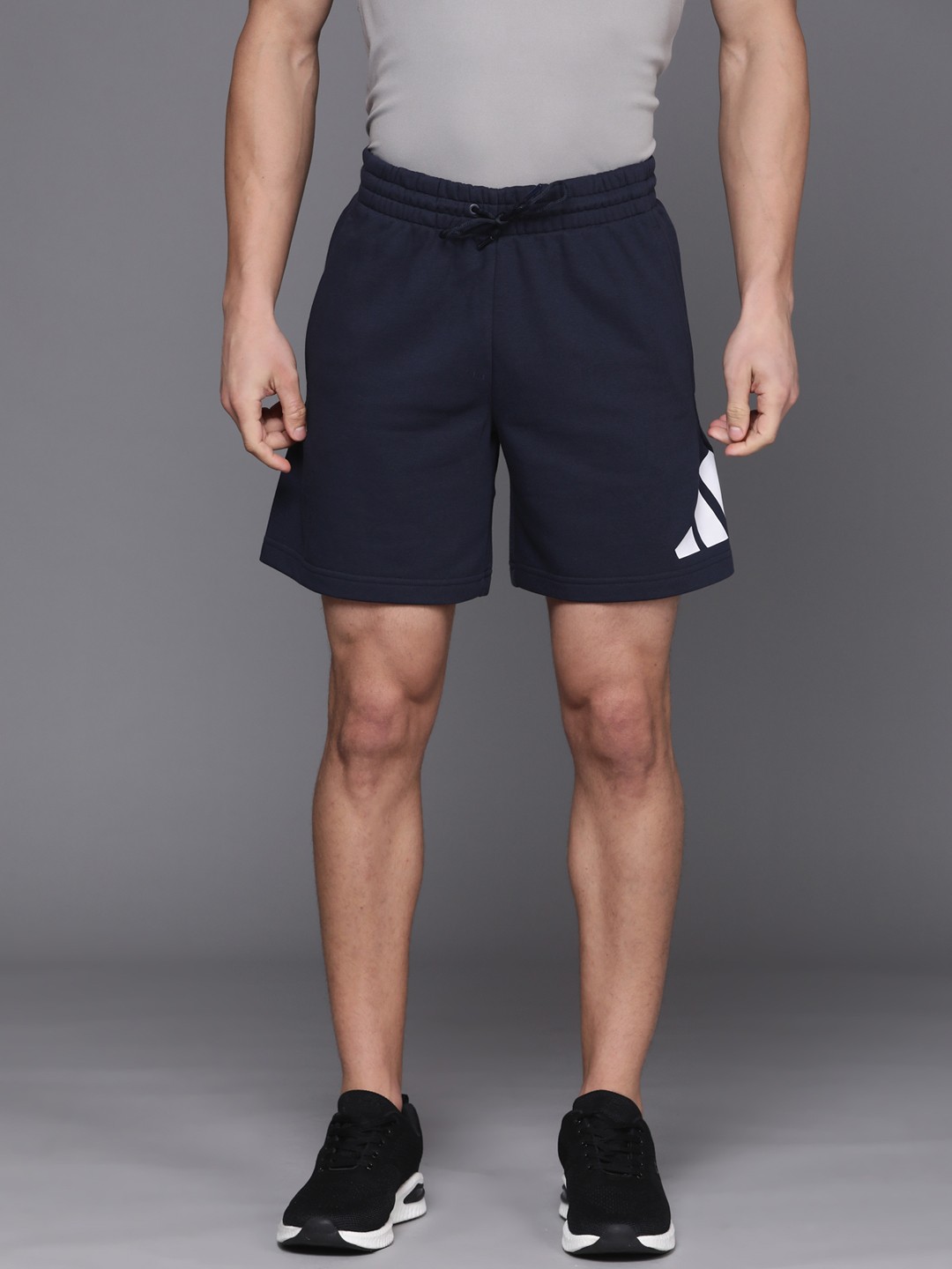 

ADIDAS Men Navy Blue Brand Logo Printed M FI 3BAR Shorts