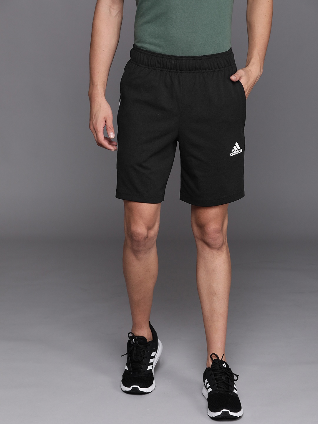 

ADIDAS Men Black Striped Sports Shorts