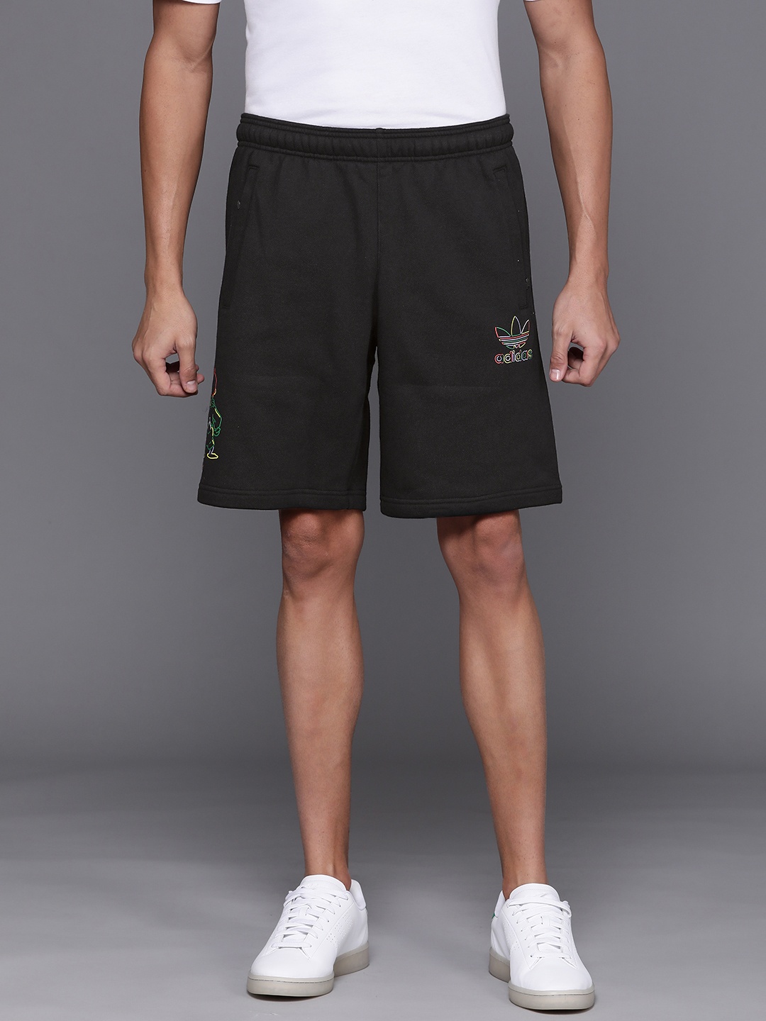 

ADIDAS Originals Men Black Printed Mickey & Friends Printed Pure Cotton Sports Shorts