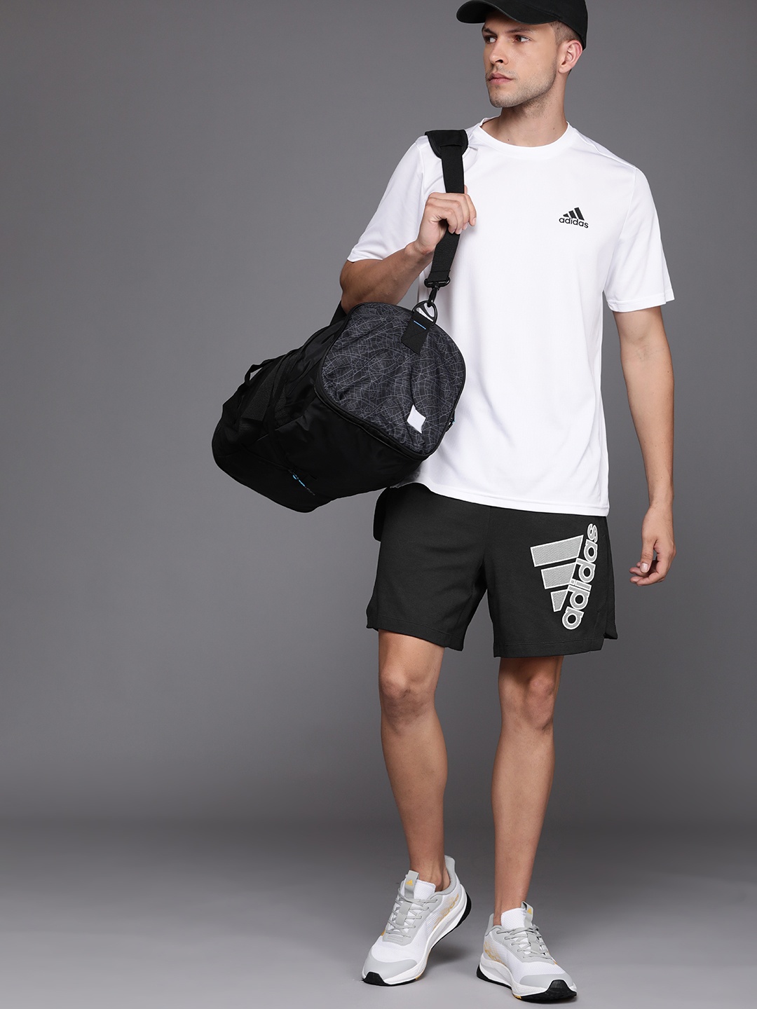 

ADIDAS Men Black Typography Printed Training or Gym Sports Shorts
