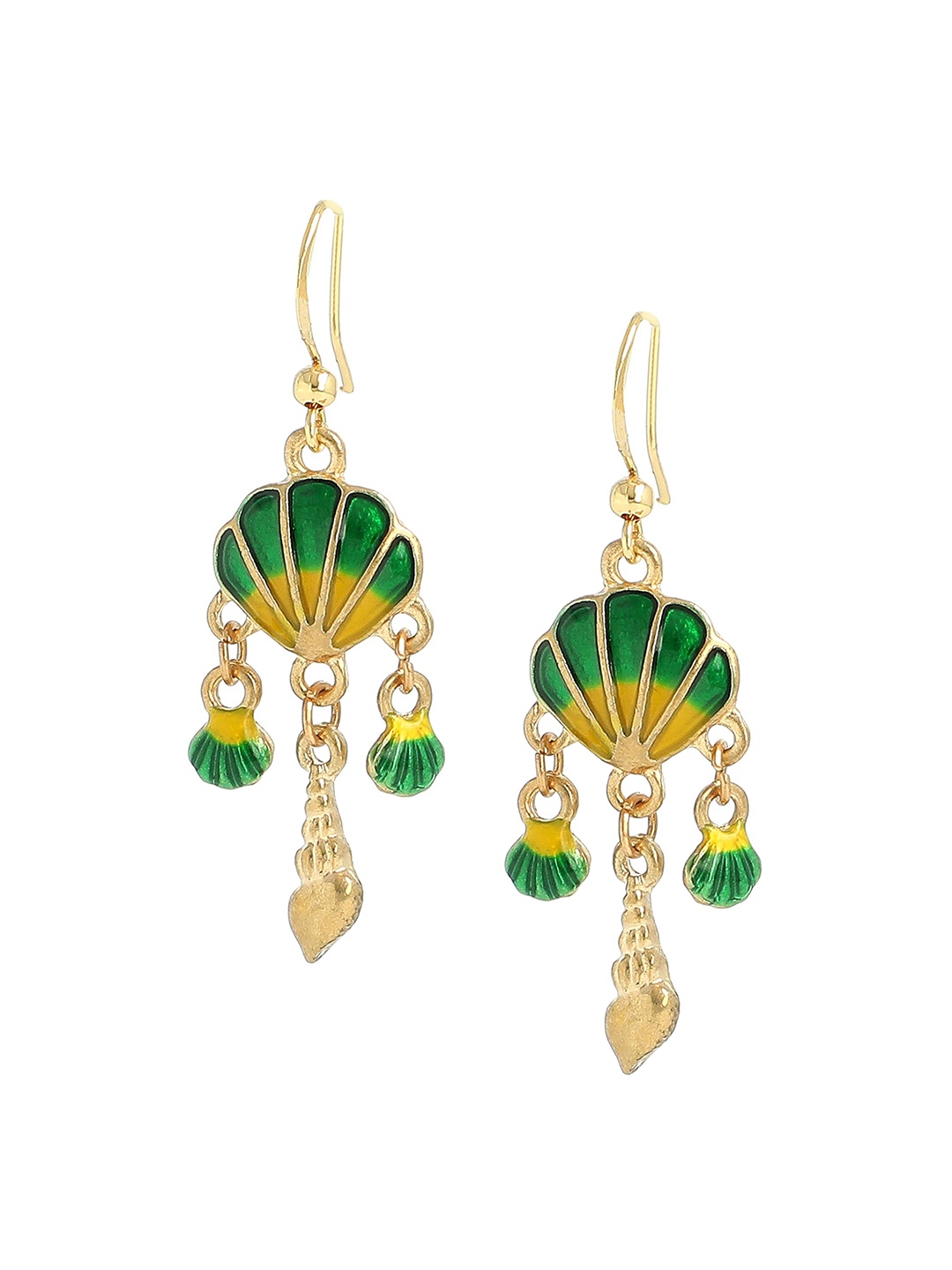 

EL REGALO Gold-Toned & Green Star Shaped Drop Earrings