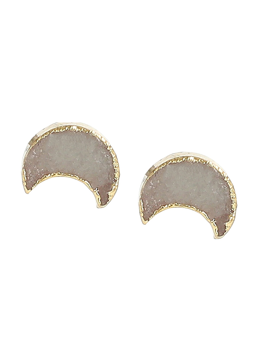

EL REGALO Gold-Toned & Silver Plated Crescent Shaped Studs Earrings