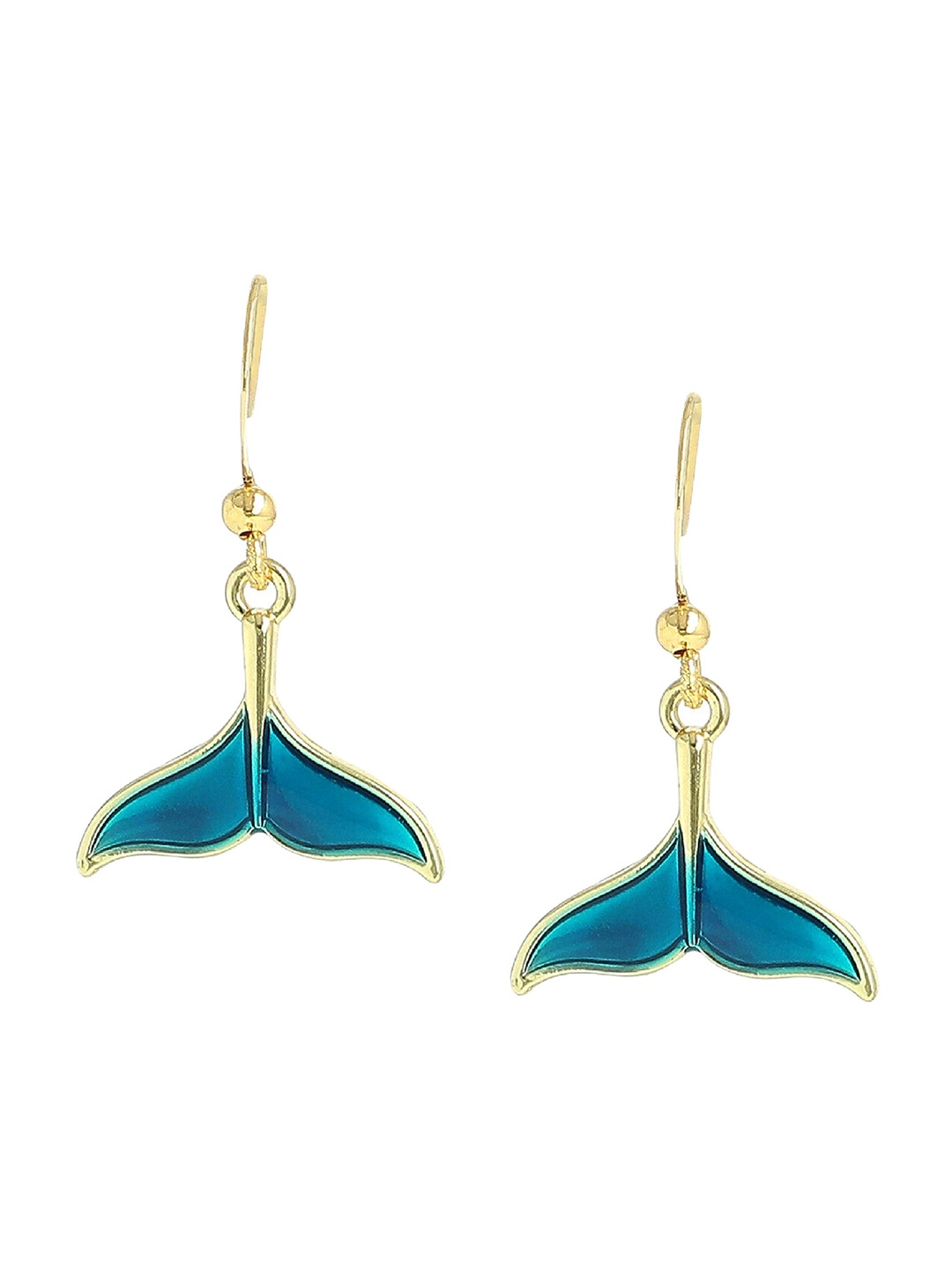 

EL REGALO Gold-Toned & Blue Animal Shaped Drop Earrings