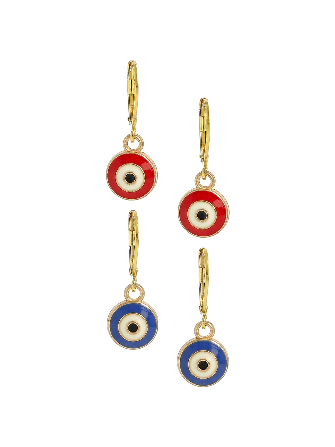 

EL REGALO Pack of 2 Gold-Toned Evil Eye Drop Earrings