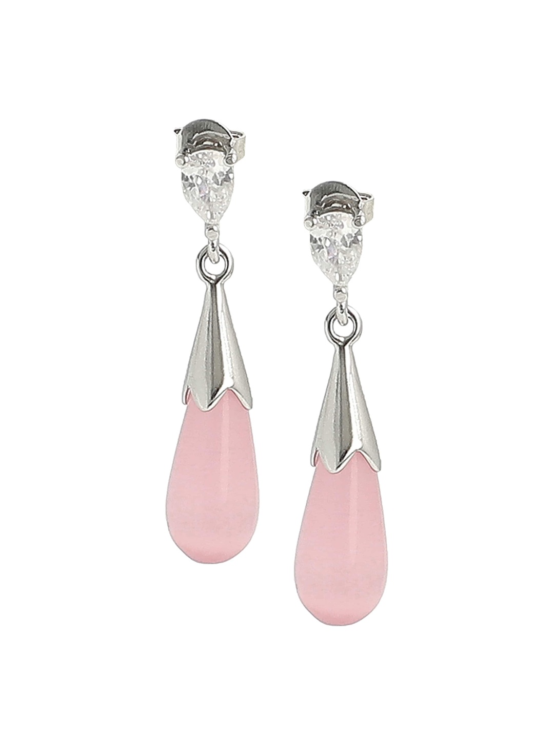

EL REGALO Pink Teardrop Shaped Drop Earrings