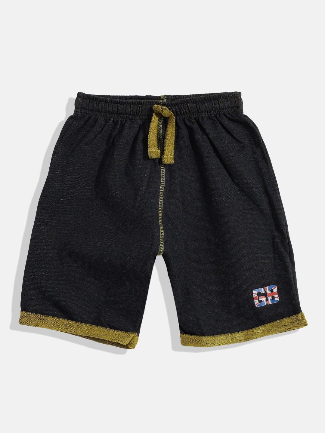 

GAME BEGINS Boys Black & Mustard Yellow Solid Shorts