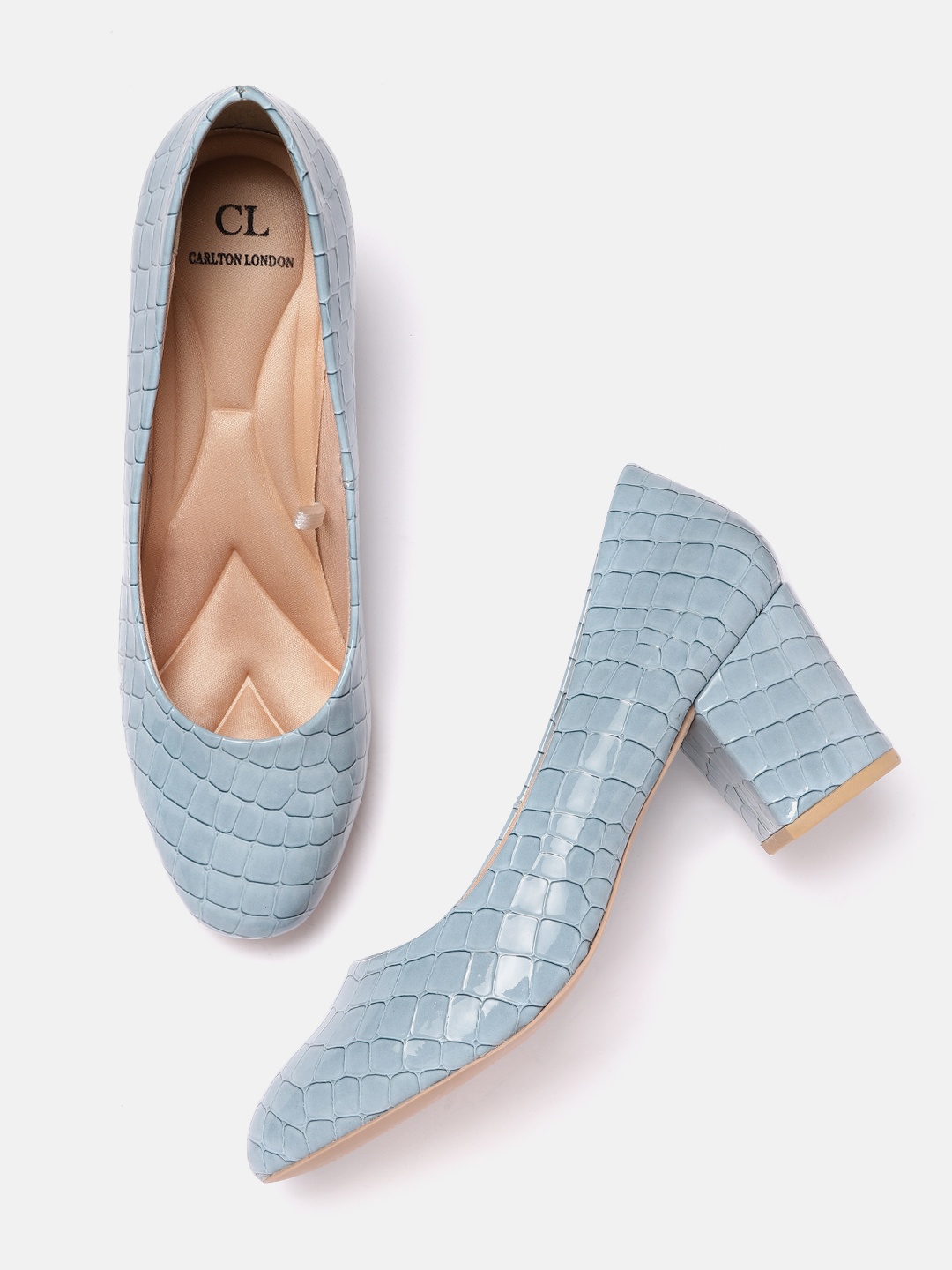 

Carlton London Women Blue Croc-Textured Pumps
