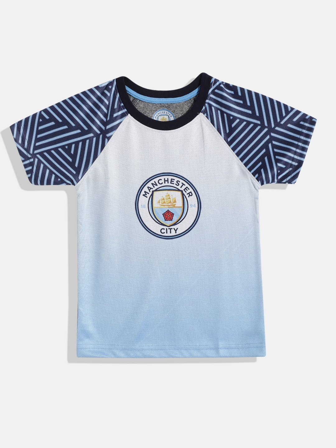 

GAME BEGINS Boys Blue & White Pure Cotton Manchester City Print T-shirt