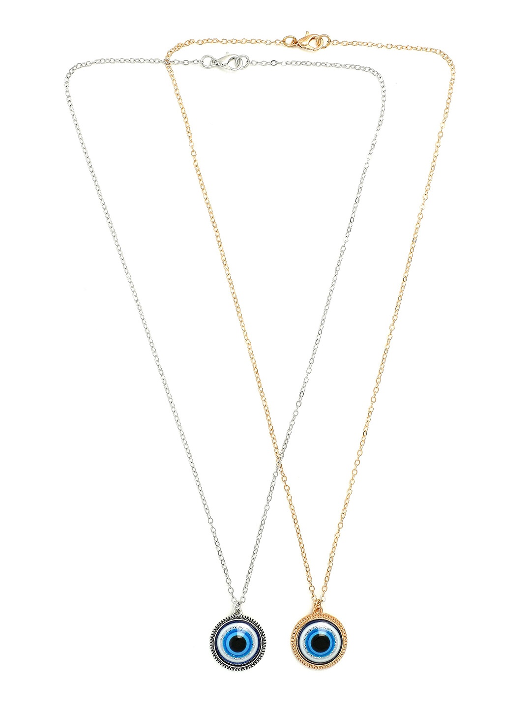 

EL REGALO Unisex Gold-Toned & Blue Set of 2 Handcrafted Necklace