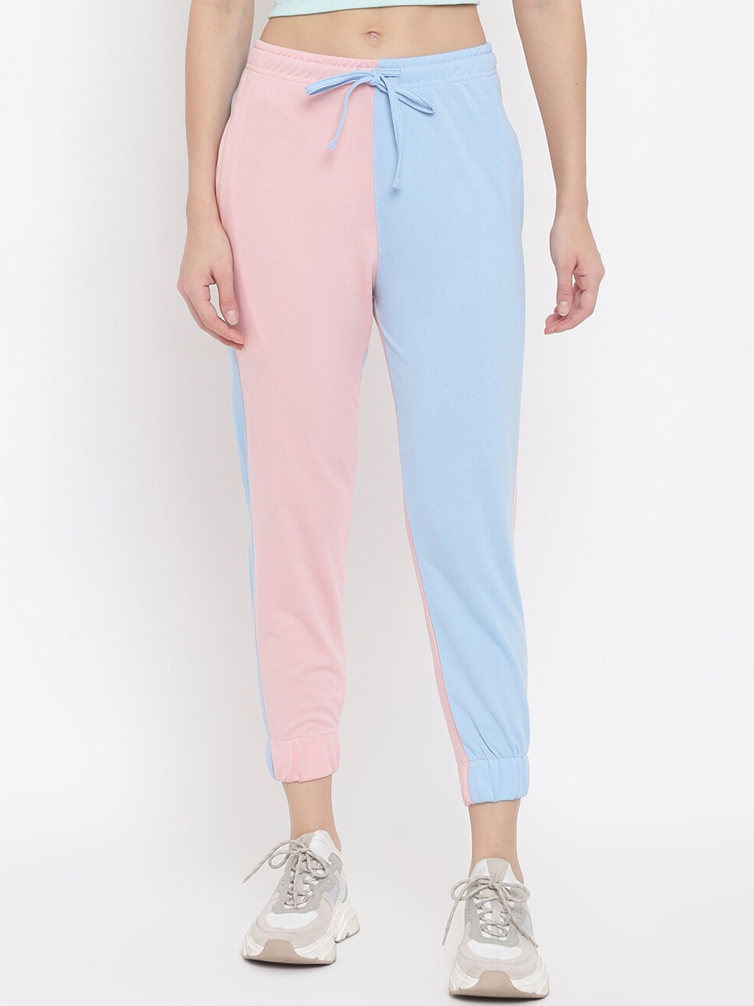 MKH Women Blue & Pink Solid Joggers
