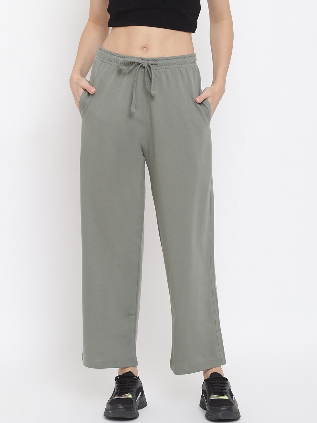 

MKH Women Sage Green Solid Track Pants