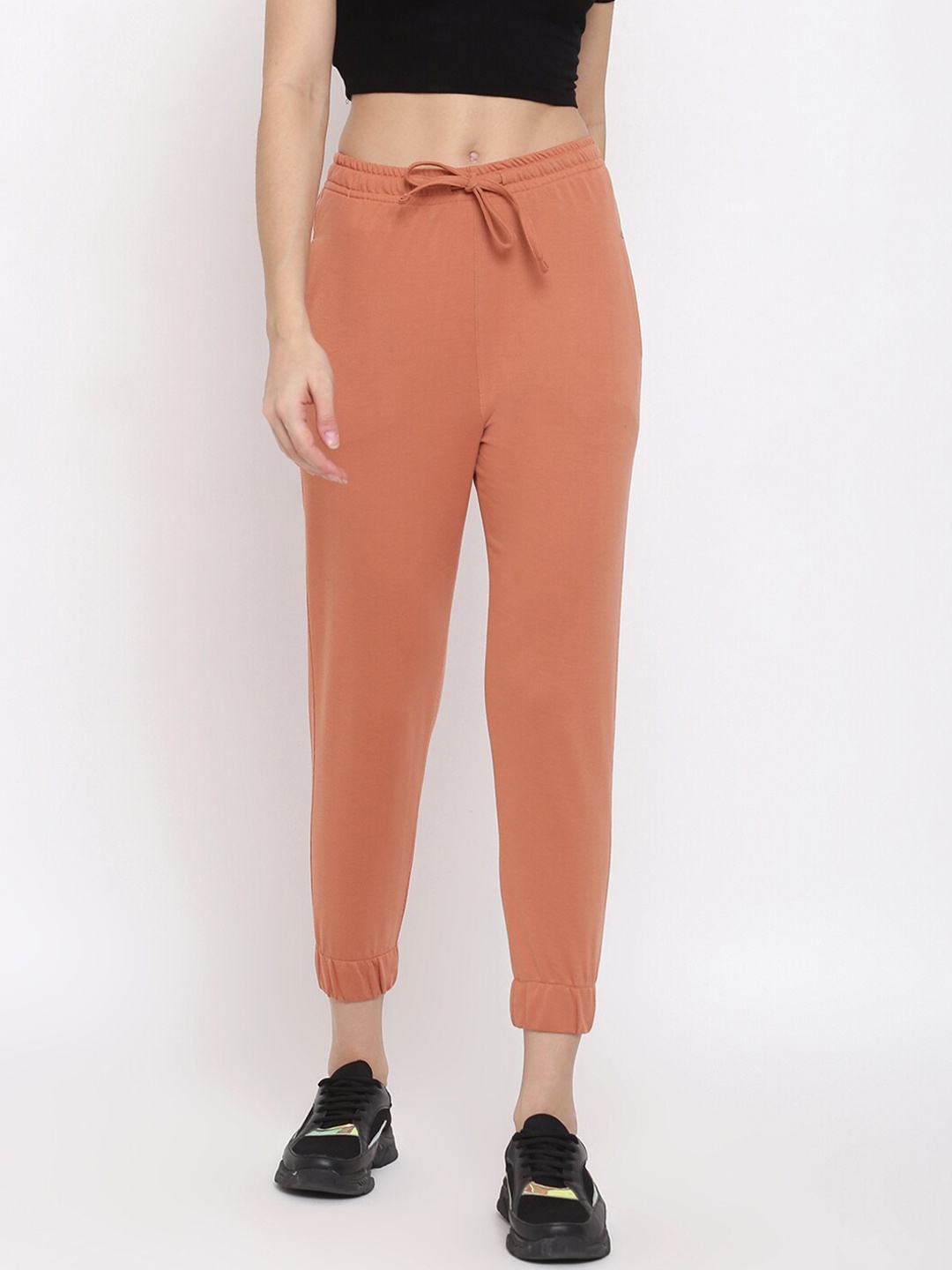 

MKH Women Tan-Brown Solid Joggers