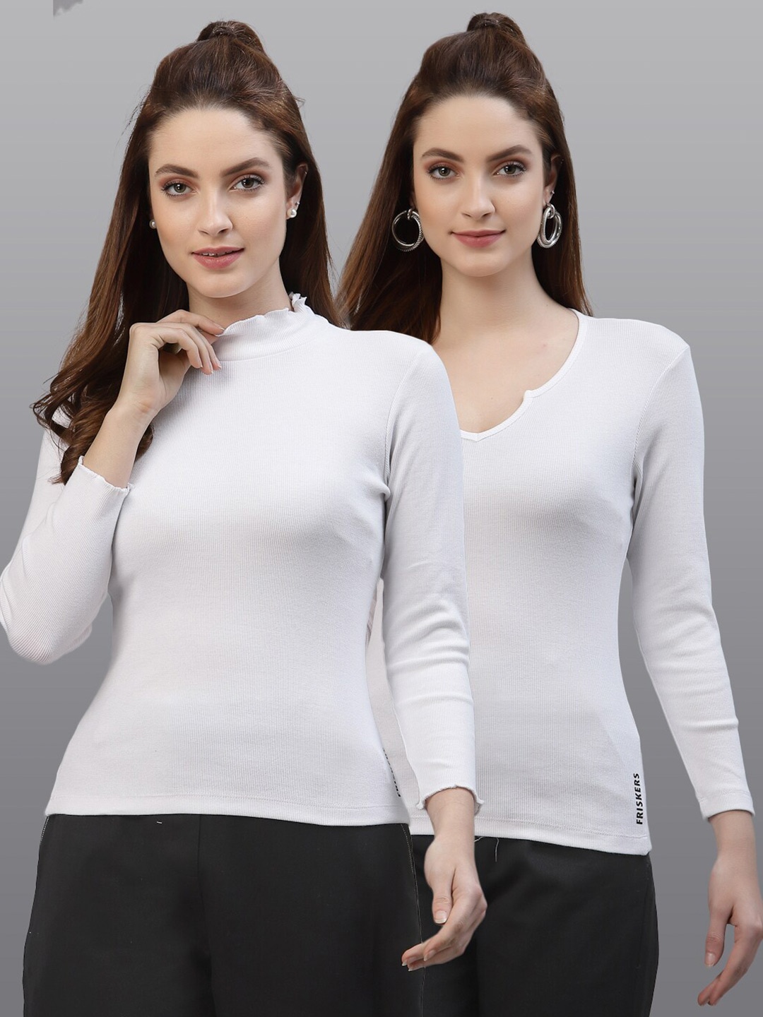 

Friskers Pack of 2 White Fitted Top