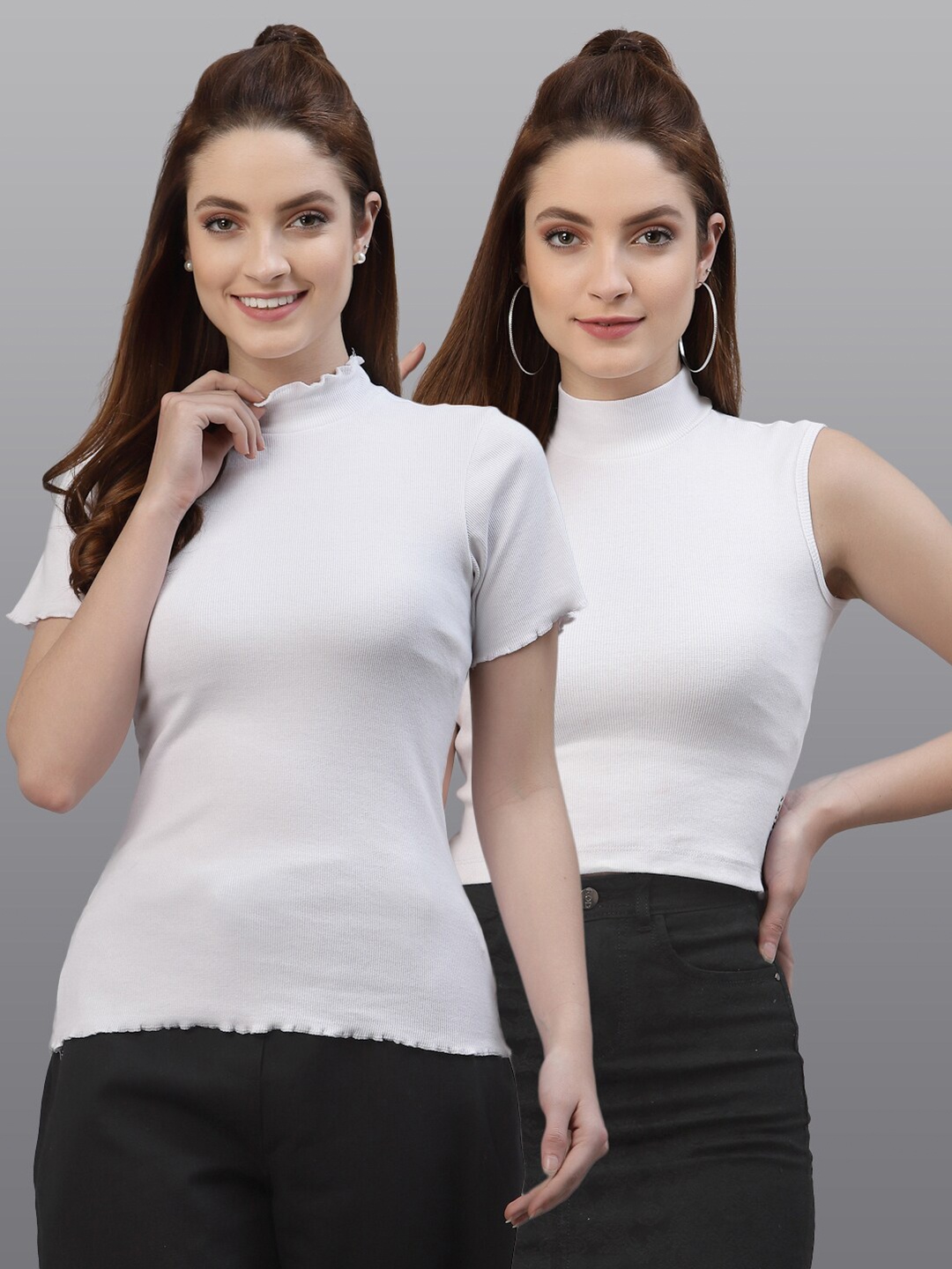 

Friskers Women White Set of 2 Top