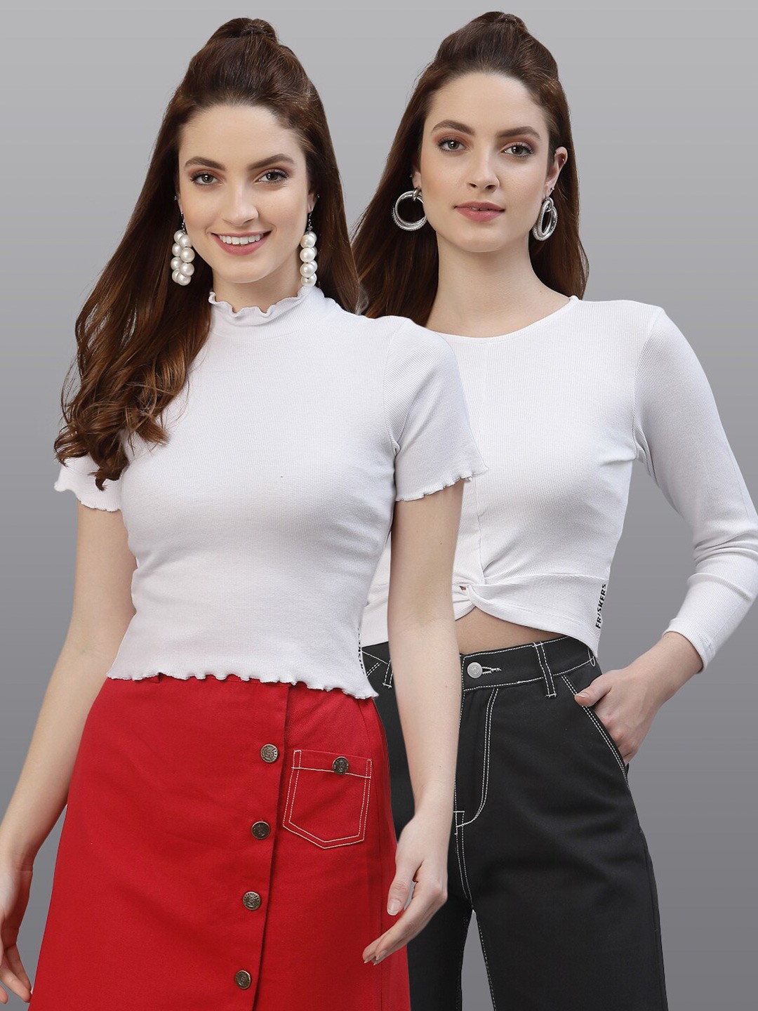 

Friskers Pack of 2 White Fitted Top