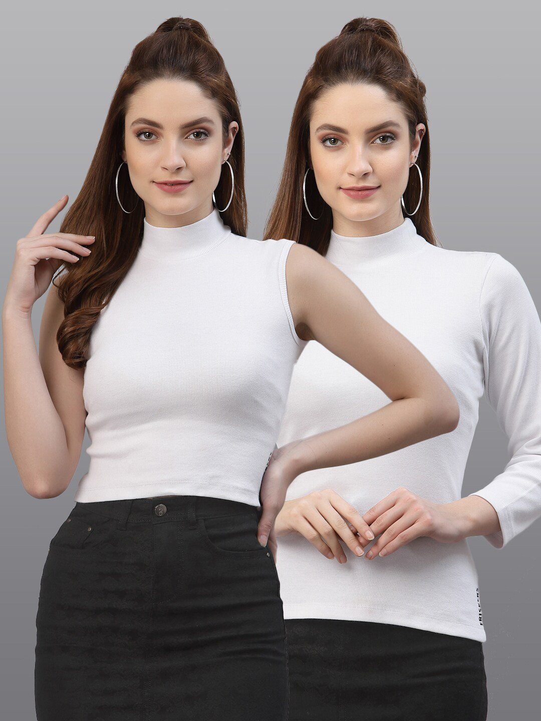

Friskers Women White Set of 2 Top
