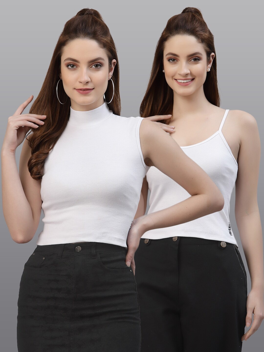 

Friskers Women White Set of 2 Top