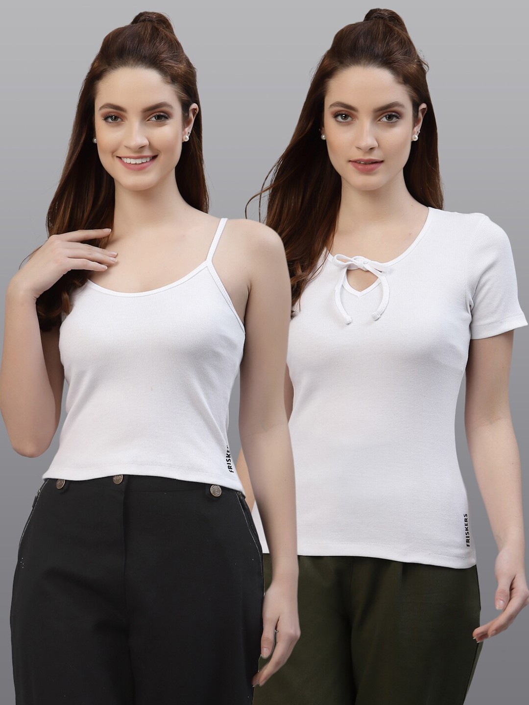 

Friskers Pack of 2 White Fitted Top