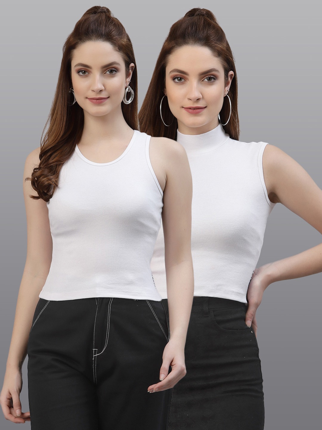 Friskers Women White Set of 2 Top