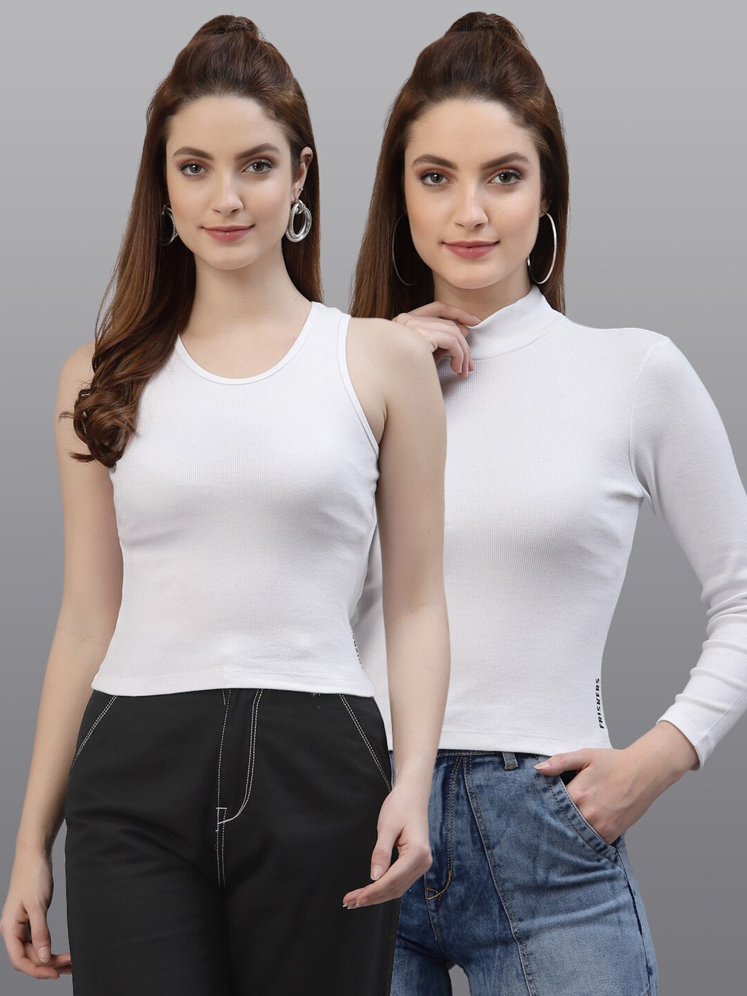 

Friskers Pack of 2 White Fitted Top