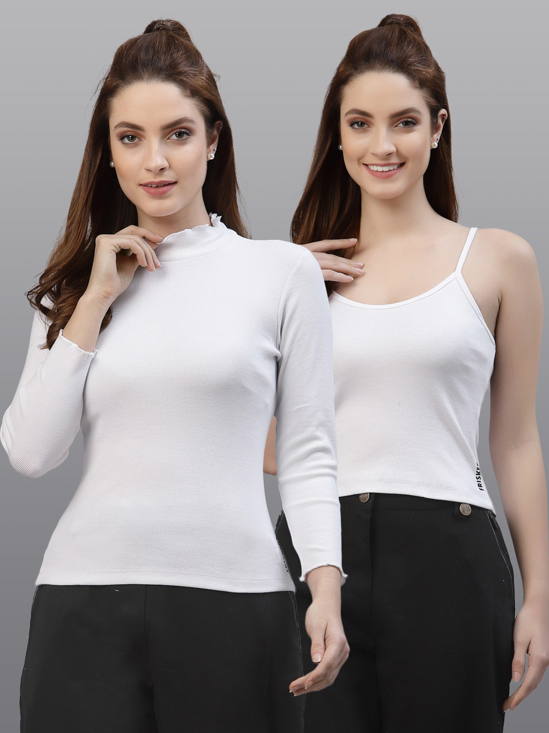 

Friskers Women White Set of 2 Top