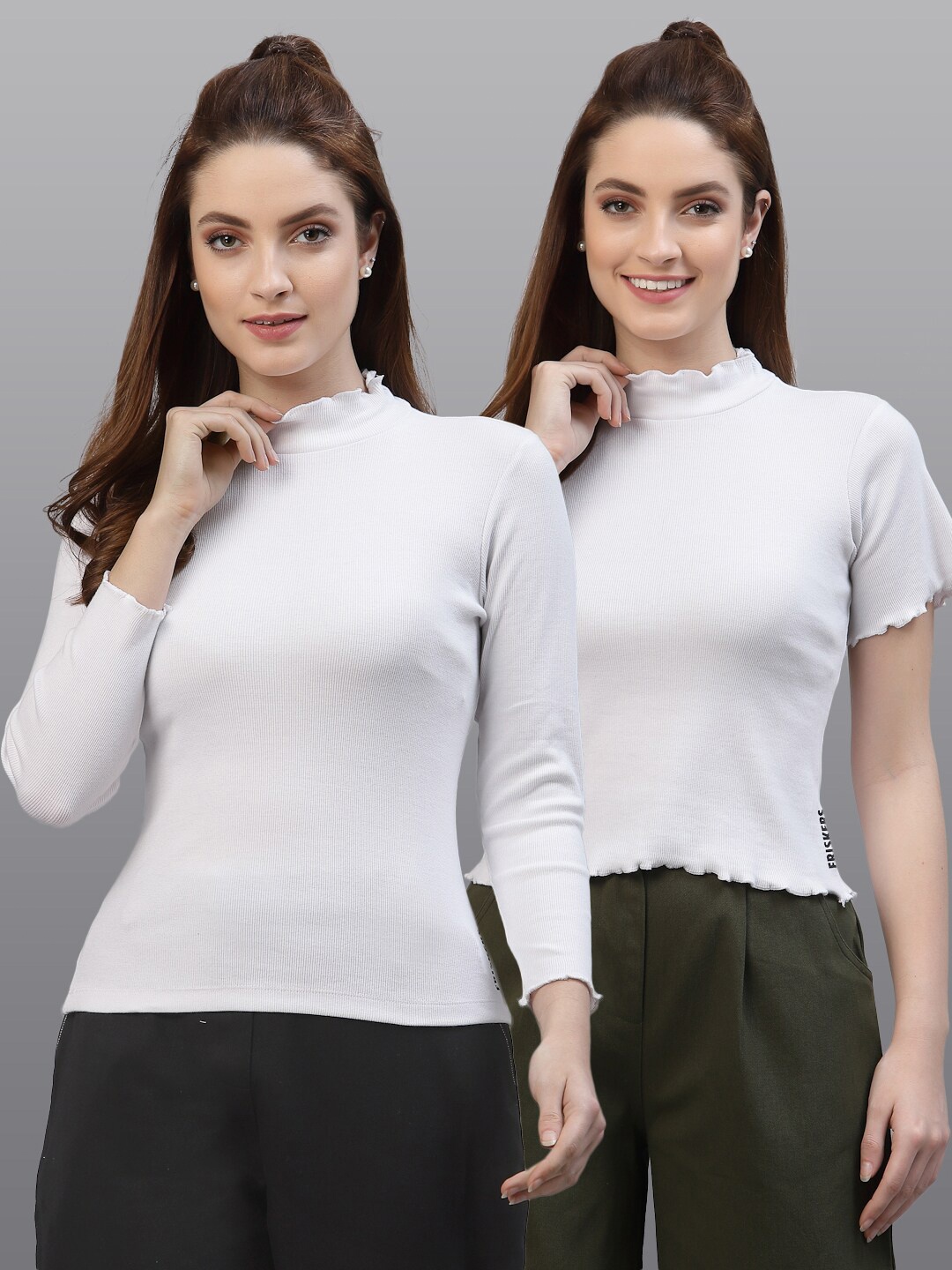 

Friskers Pack of 2 White Fitted Top