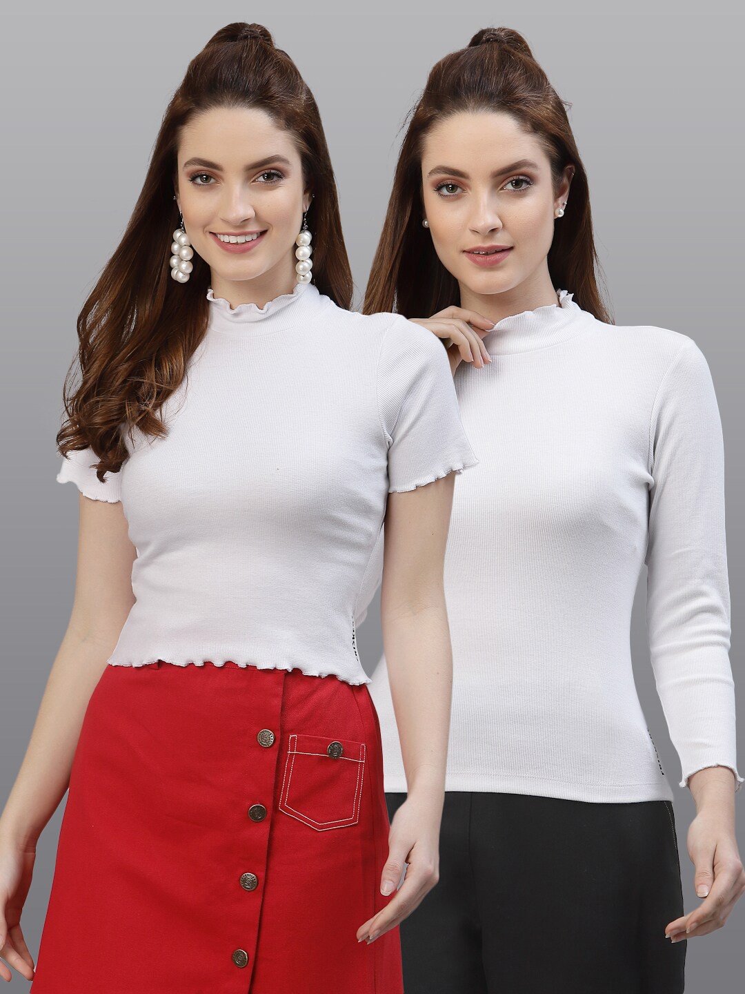 Friskers Women White Set of 2 Top