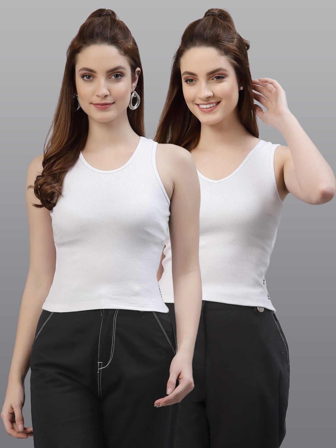 

Friskers Pack of 2 White Fitted Top
