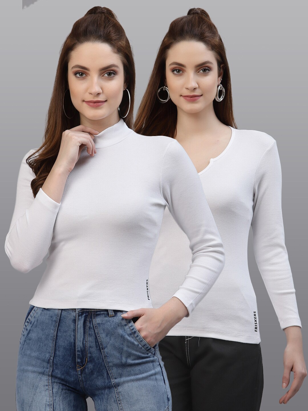 

Friskers Women White Set of 2 Top
