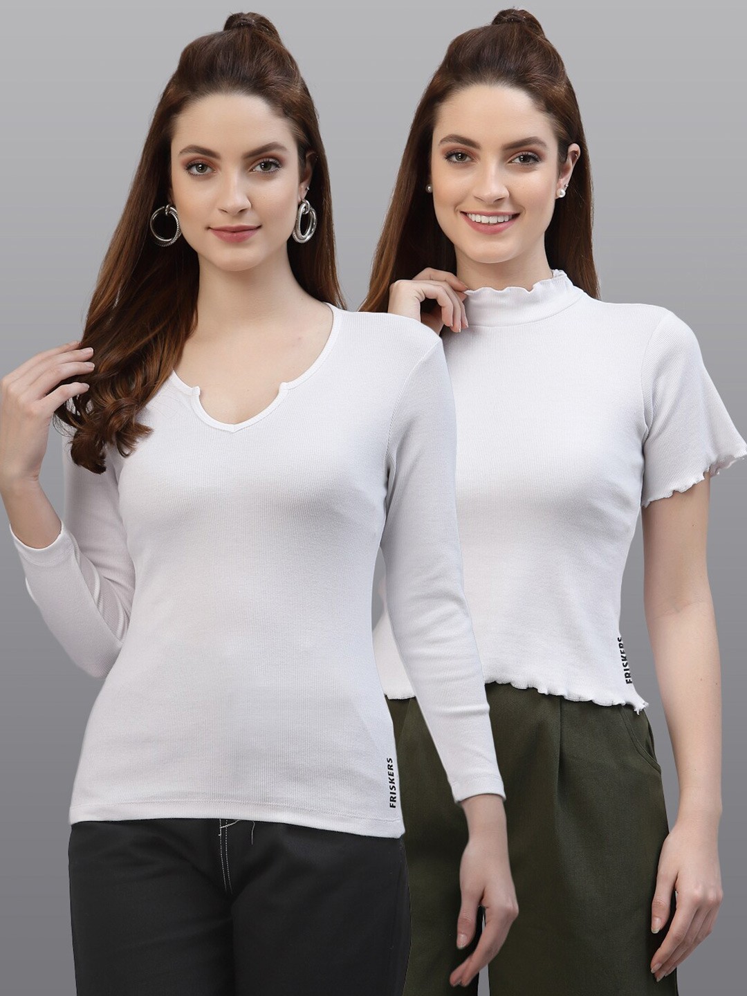 

Friskers Pack of 2 White Fitted Cotton Top