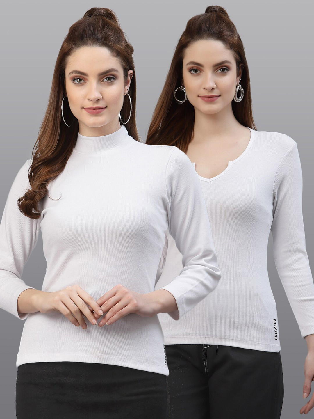 

Friskers Women White Set of 2 Top