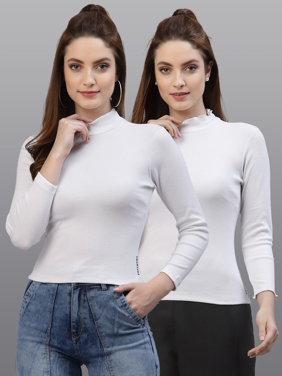 

Friskers Pack of 2 White Fitted Cotton Top
