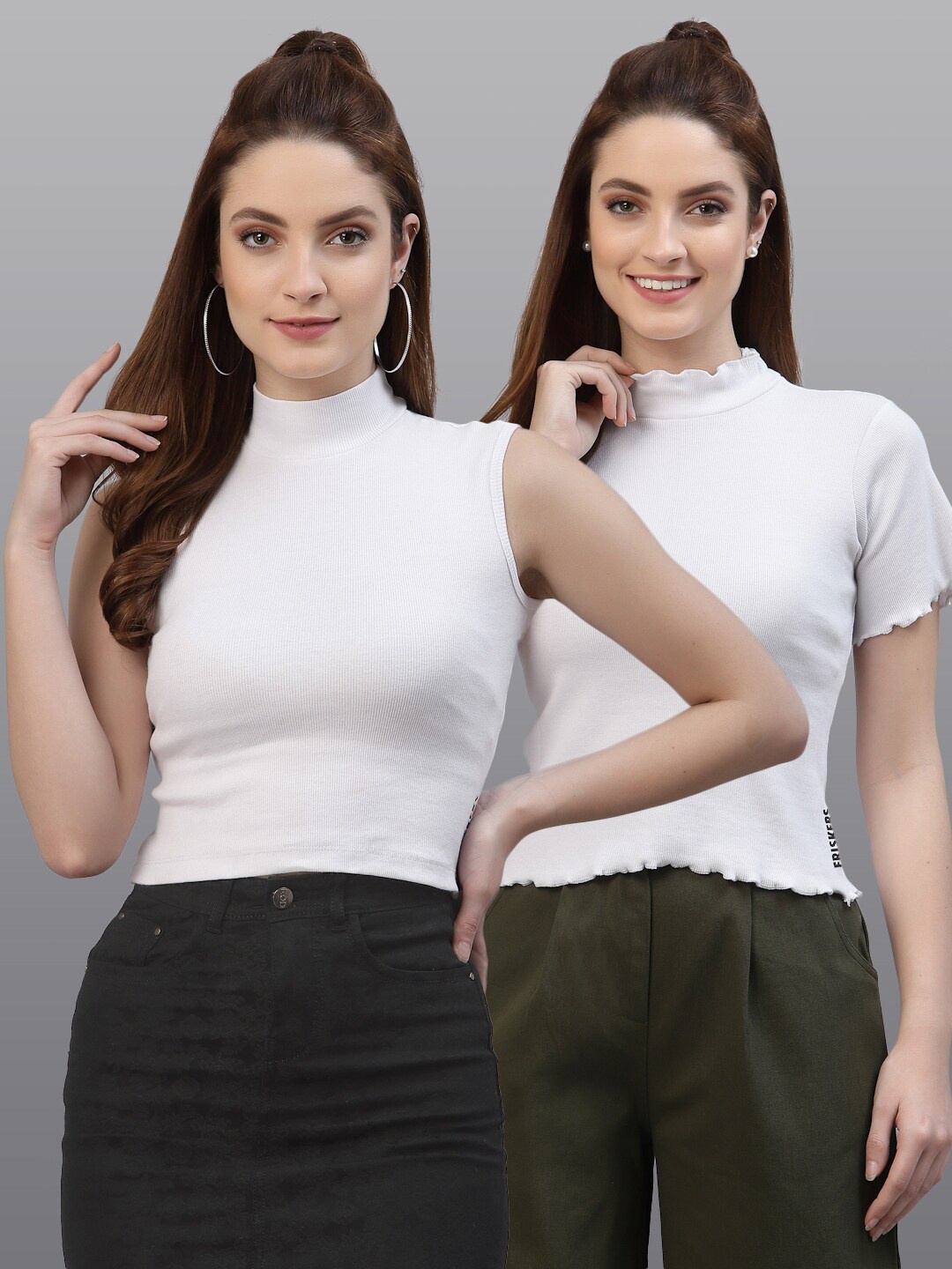 

Friskers Women White Set of 2 Top