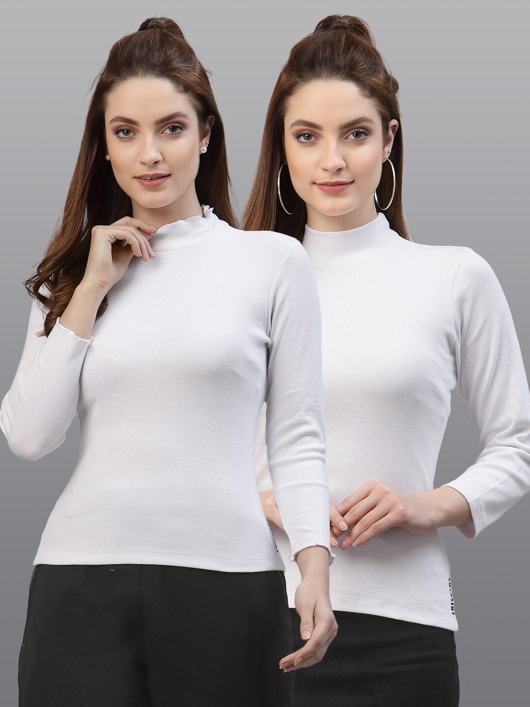 

Friskers Pack Of 2 Solid White Fitted Top