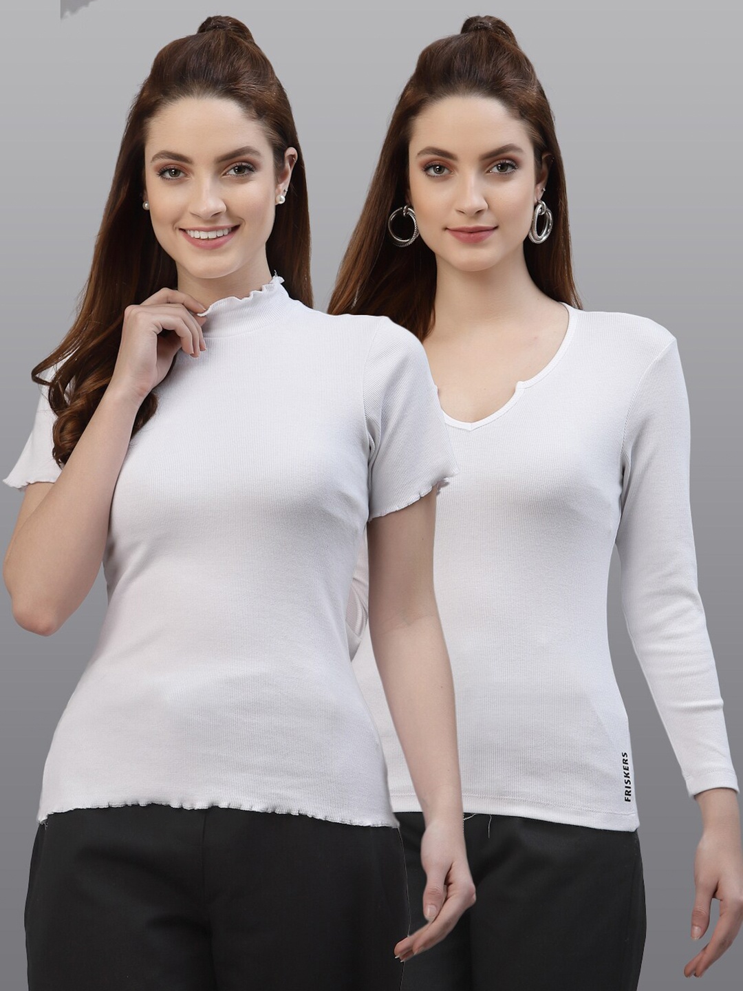 

Friskers Pack of 2 White Fitted Cotton Top
