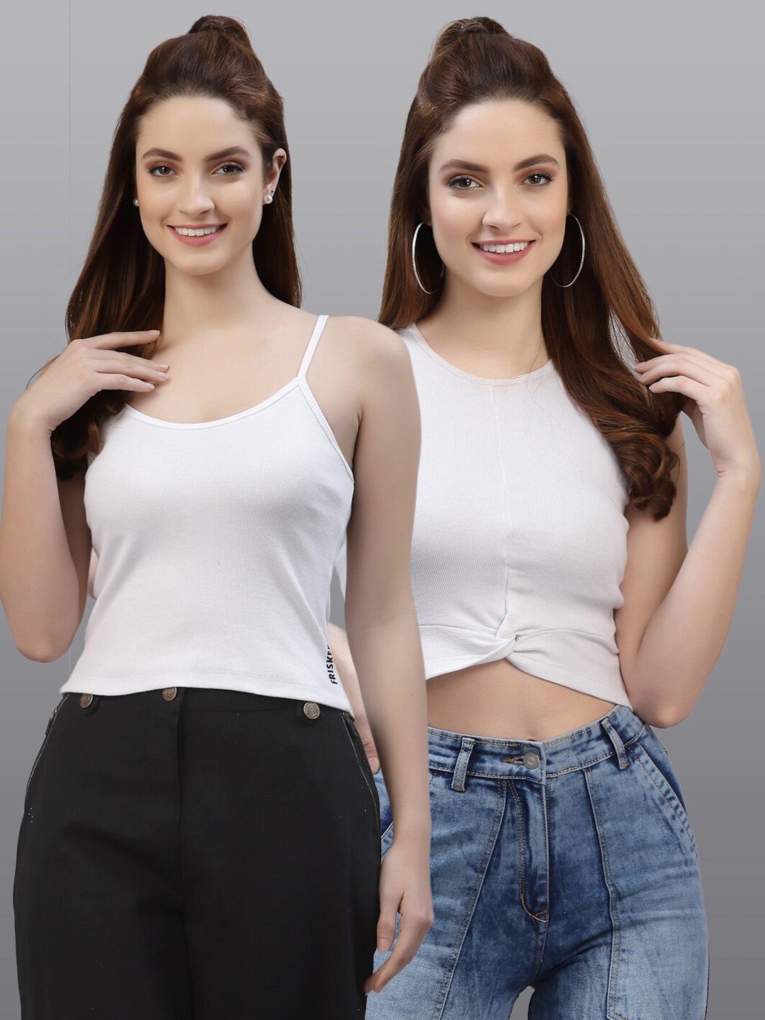 Friskers Women Set of 2 White Top