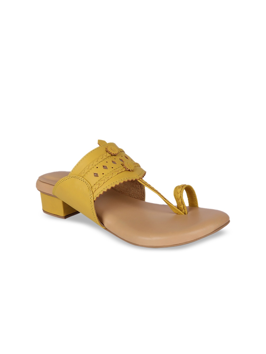 

BLUE BAKSA Yellow Leather Block Heels