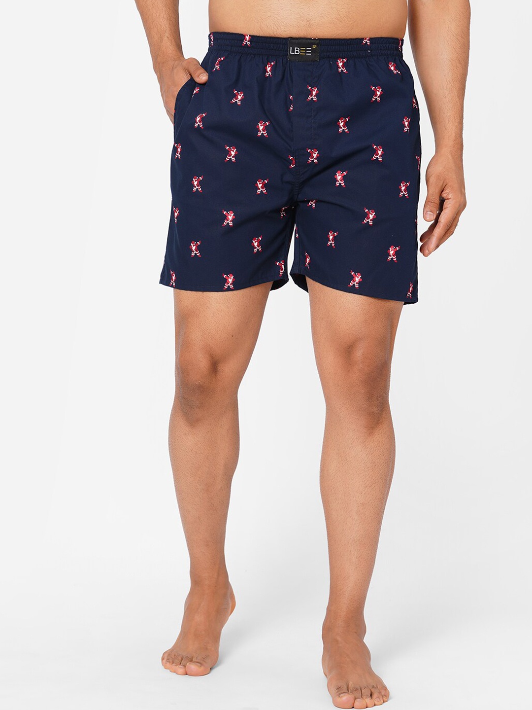 

LBEE Men Navy Blue Conversational Printed Cotton Boxers
