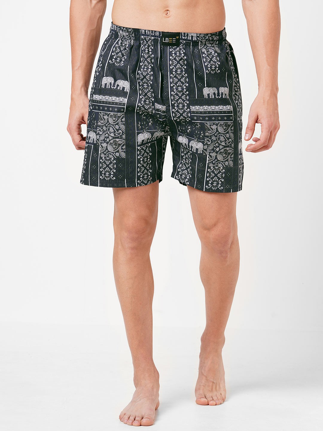

LBEE Men Black Printed Boxer Shorts