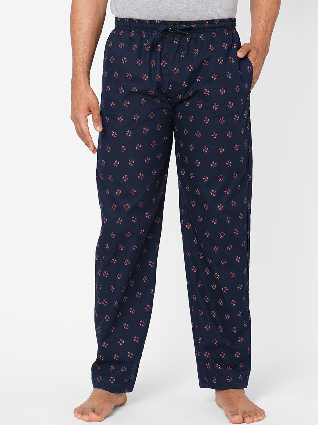

LBEE Men Navy Blue Printed Cotton Lounge Pants