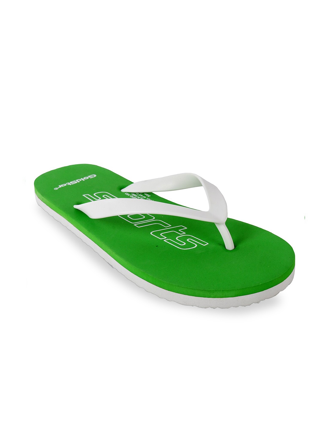 Goldstar Men Green & White Printed Rubber Thong Flip-Flops