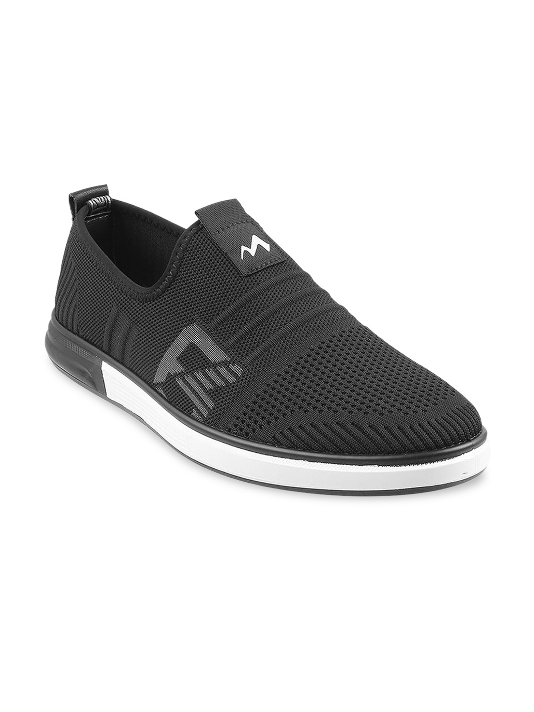 

Metro Men Black Woven Design Slip-On Sneakers